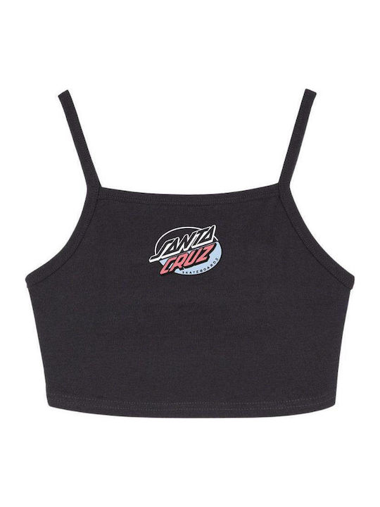Women's Summer Crop Top with Spaghetti Straps Black