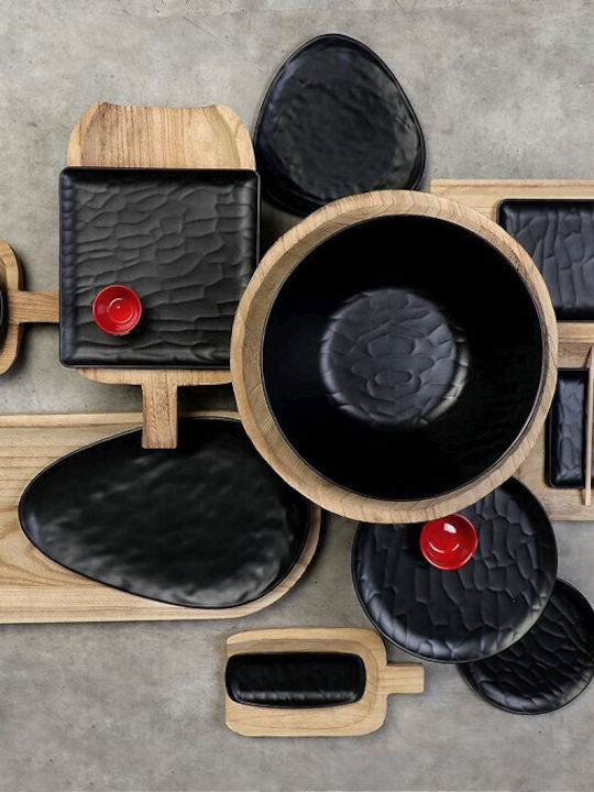 Espiel Wavy Plate Shallow Rectangular Black 26.5x11cm 6pcs