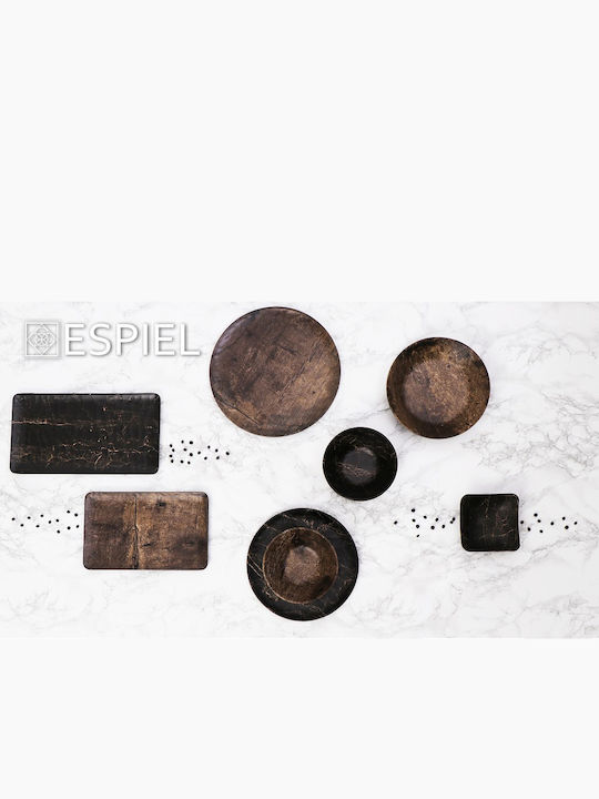 Espiel Black Wood Plate Shallow Rectangular made of Melamine Black 26.5x11cm 6pcs