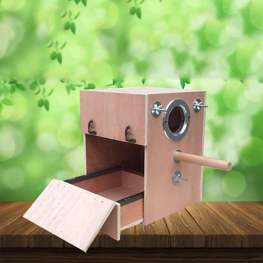 Wooden Bird Cage Breeding Board 20x20x25cm. Pink