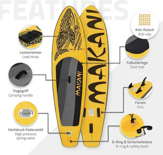 ECD Germany Makani Inflatable SUP Board with Length 3.2m Yellow