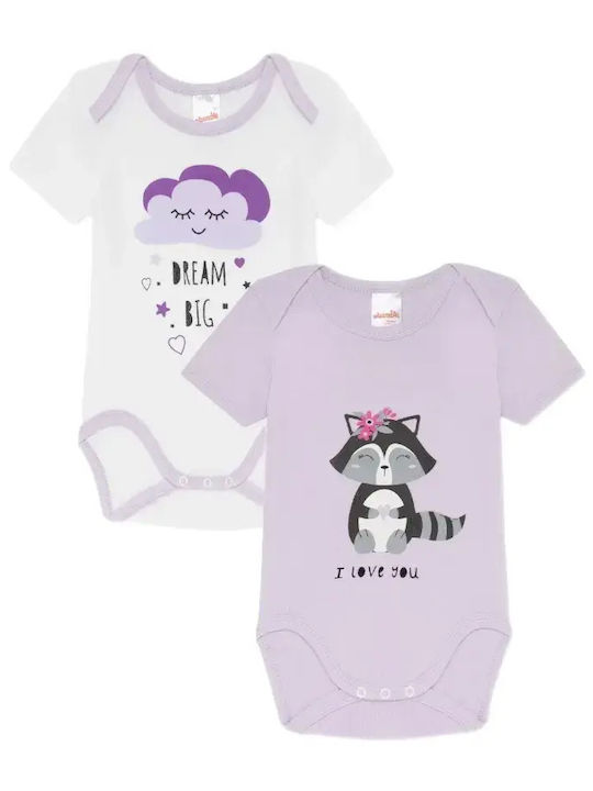 Minerva Short-Sleeved White, Lilac 2pcs