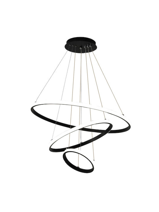 Powertech Verstellbare Deckenleuchte Schwarz LED mit Natürliches Weiß Licht 60x60cm
