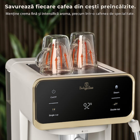 Berlinger Haus Μηχανή Espresso 950W Πίεσης 20bar Γκρι BH-9847