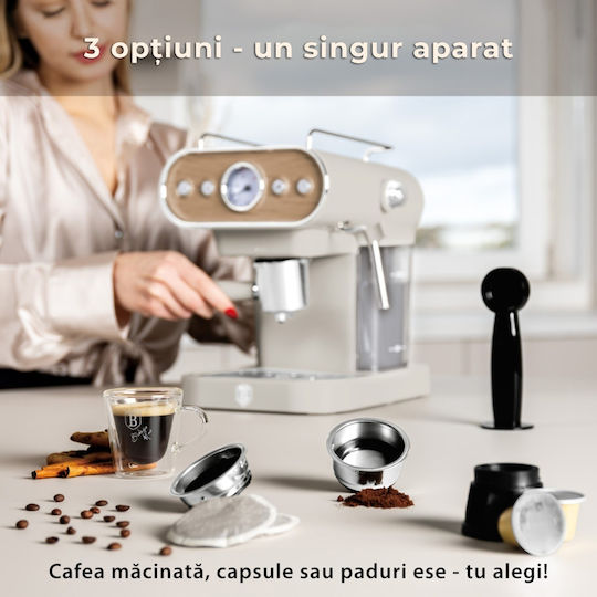 Berlinger Haus Μηχανή Espresso 950W Πίεσης 20bar Γκρι BH-9854