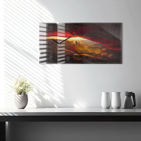 Tulup Αθόρυβο Ρολόι Τοίχου Γυάλινο Κίτρινο 60x30cm