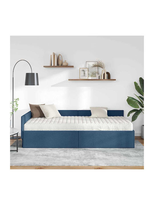 vidaXL Einzelbett Mit Stoff Blau Mit Lattenrost Für Matratze 90x190cm