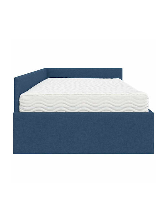 vidaXL Einzelbett Mit Stoff Blau Mit Lattenrost Für Matratze 90x190cm