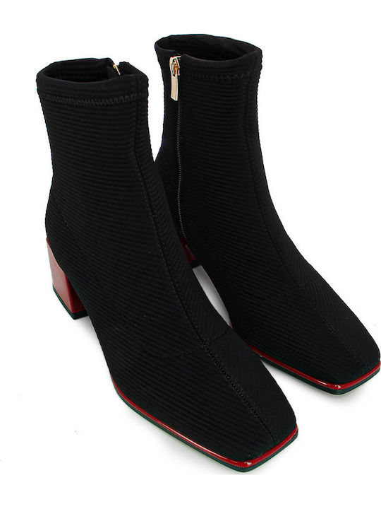Ghete Dama Ankle Boots cu Toc Mediu Negre