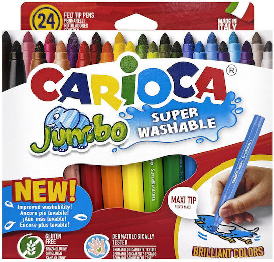 Carioca Jumbo Washable Drawing Markers 6mm Thick Set 24pcs (6 Packages)