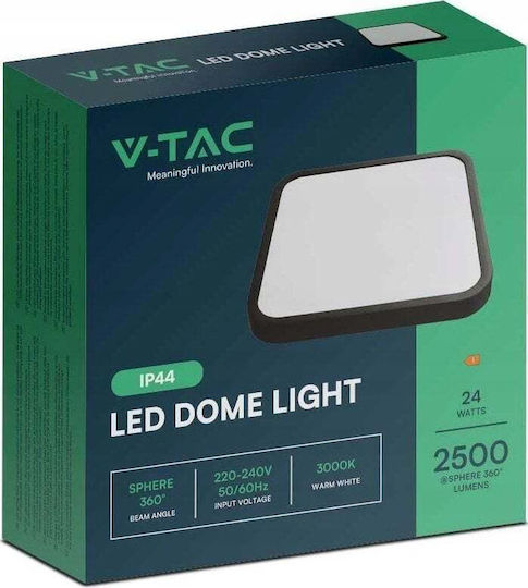 V-TAC Deckenleuchte Badezimmer 25cm Schwarz mit Integrierte LED