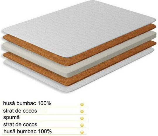Smartic Ortopedic Saltea Pentru Patut cu Nucă de cocos & Latex 60cmx120cmx12cm