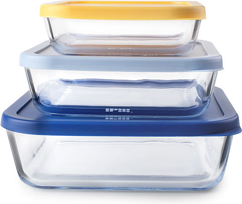 Ibili Set Cutii De Prânz Din Sticlă Transparente 3 Bucăți