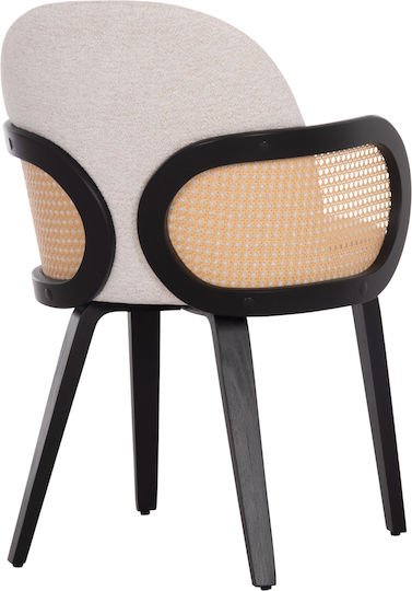 Becker Dining Room Fabric Armchair Black-ecru 54x62x79cm