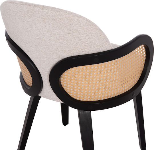 Becker Dining Room Fabric Armchair Black-ecru 54x62x79cm