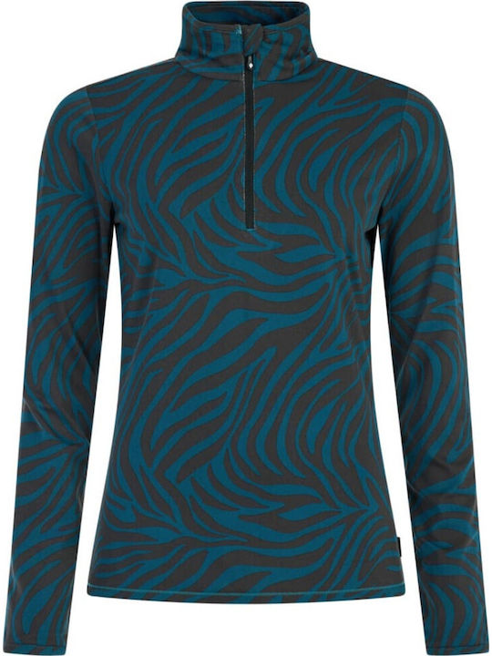 Winter Women's Fleece Blouse with Zipper Rainstorm Blue