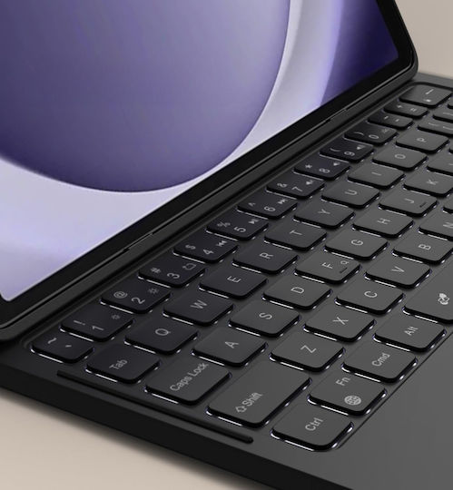 Dexnor Флип капак с Клавиатура в Английски език САЩ Черен (Samsung Galaxy Tab A9+)