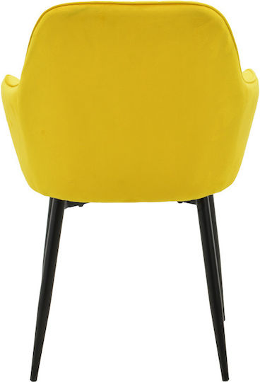 Noor Dining Room Velvet Chair Yellow 58x58x86cm 2pcs