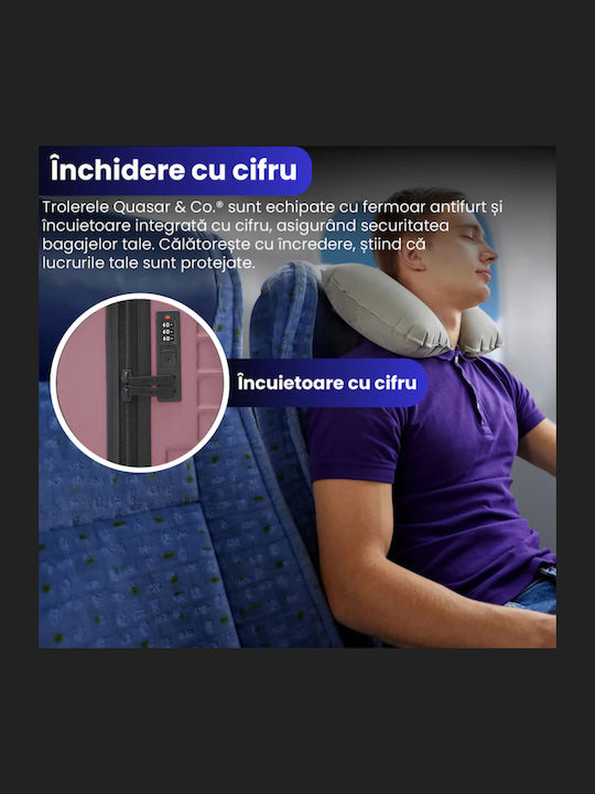 Quasar Valize de Călătorie Dure Powder Pink cu 4 roți Set 4buc