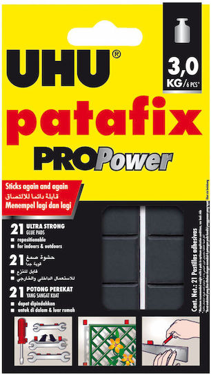 UHU Adeziv Autocolantă Patafix Pro Power 21 Buc X (1 Ambalaj) Negru