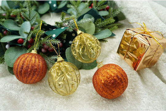 Hanging Ball Ornament Ornament Copper with Glitter Set 12pcs