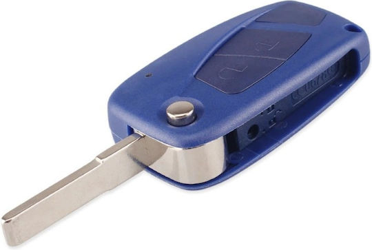 Husă Cheie Auto Techstar Compatibilă Fiat Punto Ducato Panda Bravo Doblo 3 Butoane Albastră