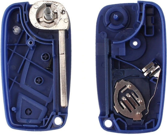 Husă Cheie Auto Techstar Compatibilă Fiat Punto Ducato Panda Bravo Doblo 3 Butoane Albastră