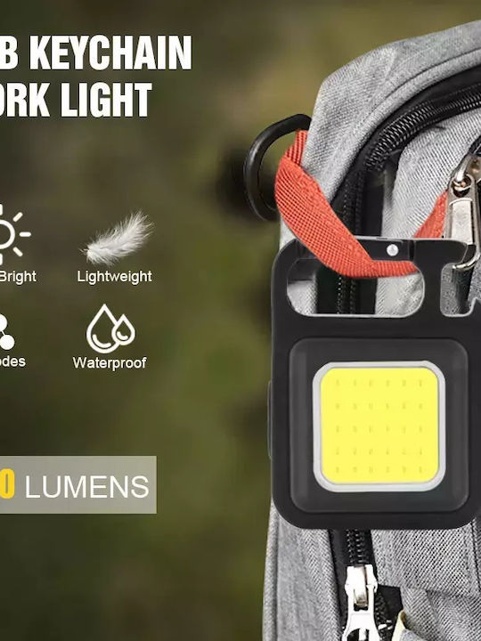 Mini Rechargeable COB Flashlight Keychain Waterproof Portable 400 Lumens