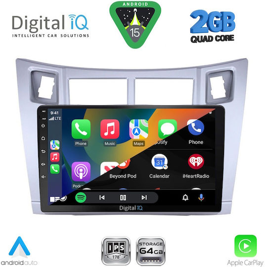 Digital IQ Auto-Audiosystem für Toyota Yaris 2006-2011 (Bluetooth/USB/WiFi/GPS/Apple-Carplay/Android-Auto) mit Touchscreen 9"