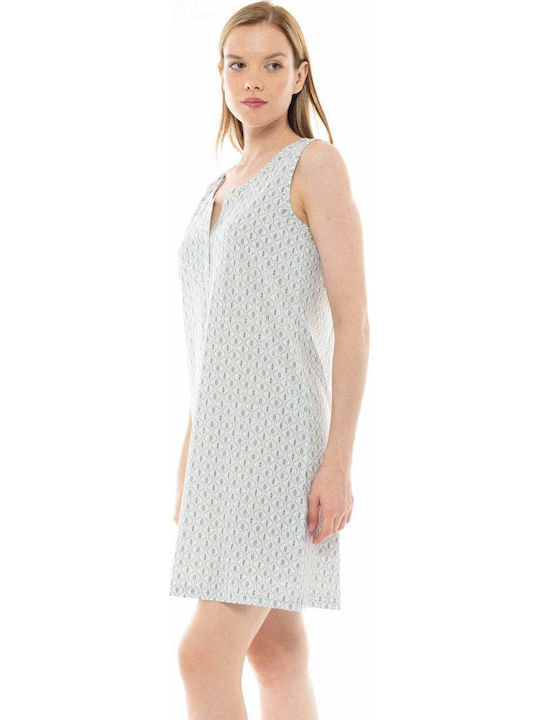 Pink Label Καλοκαιρινό Γυναικείο Νυχτικό Nightgown Aqua Geo