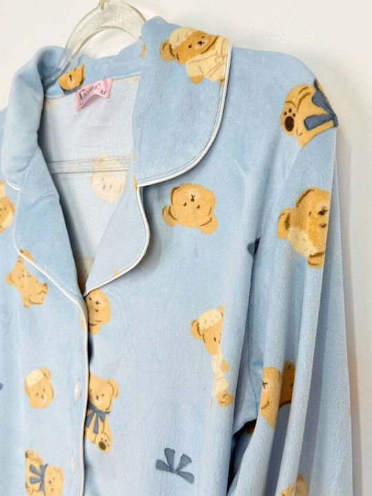 Topaki Topaki Damen Schlafanzug & Pyjamas Winter Hellblau