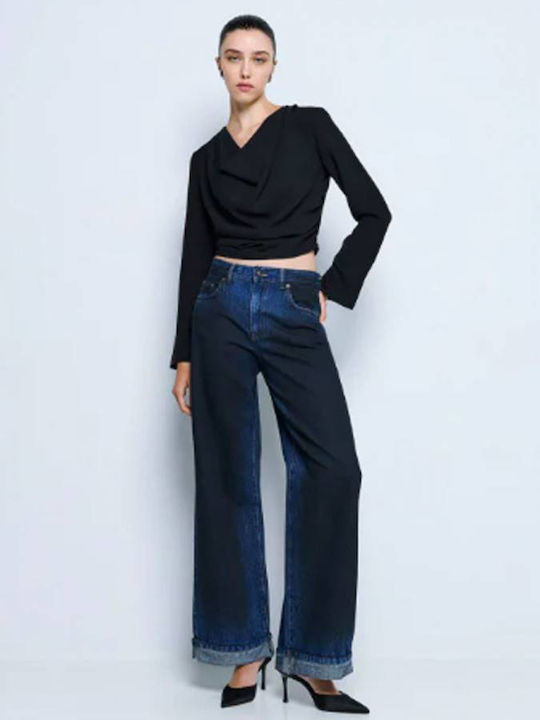 Women's Blouse Long Sleeve Drape Black