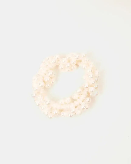 Haargummi Haare Perlen Gebrochenes Beiges Creme