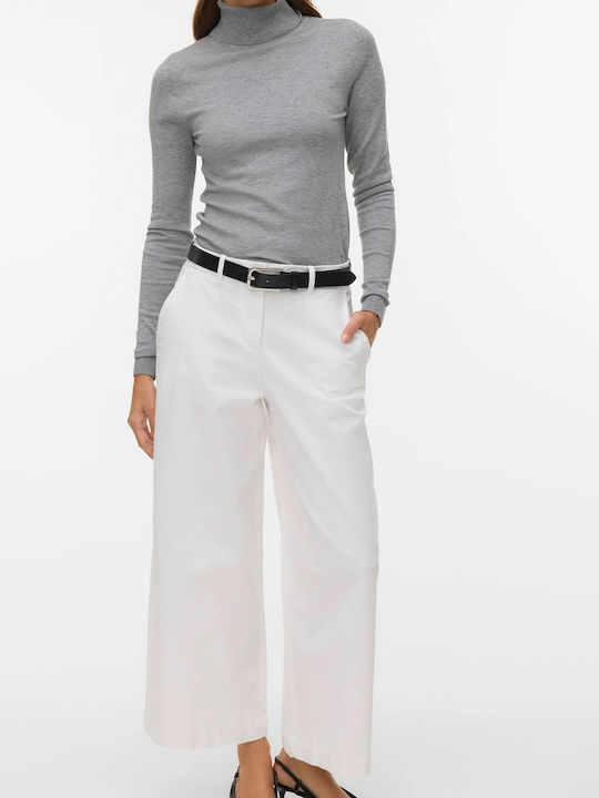 Women's Fabric Trousers Wide Line Bright White
