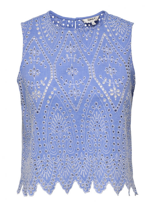 Women's Cotton Sleeveless Blouse Blue Bonnet