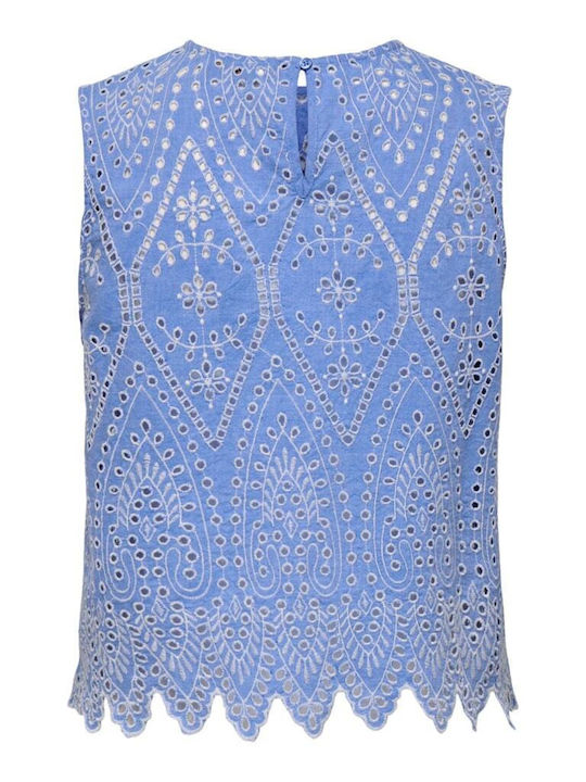 Women's Cotton Sleeveless Blouse Blue Bonnet