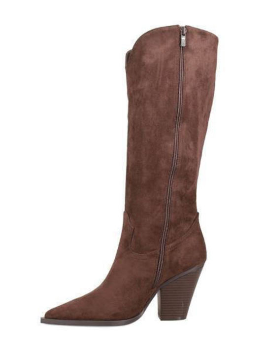 Suede Cowboy Boots Brown