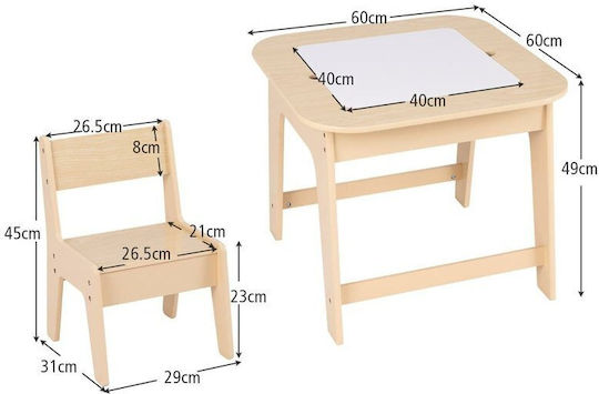 Kinder Tischset mit Stühlen zum Malen Weiß Costway