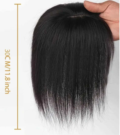 Erweiterung mit Clip mit Echthaar in Dunkelheit Schwarz Farbe 30.48cm Topper Toupet