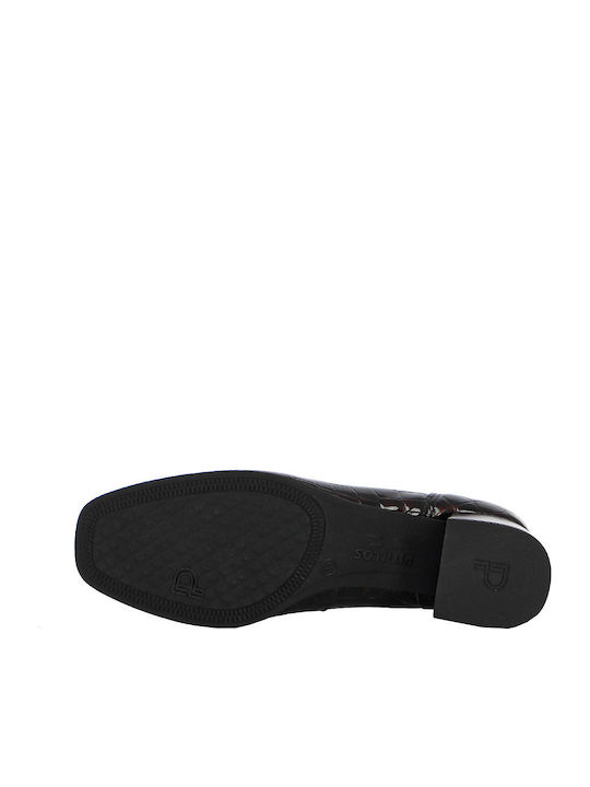 Leder Pumps mit mittelhohem Absatz Burgundisch
