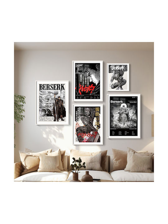 Poster Berserk Guts An128 21cm X 30cm Λευκό Κάδρο Pvc