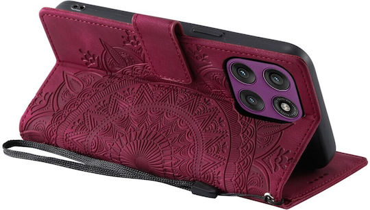 Mandala Flower Brieftasche Burgundisch (Motorola Edge 60 Pro)