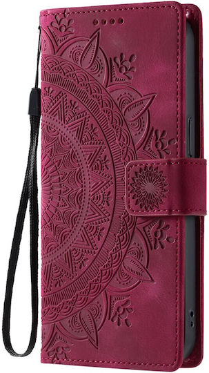 Mandala Flower Brieftasche Burgundisch (Motorola Edge 60 Pro)