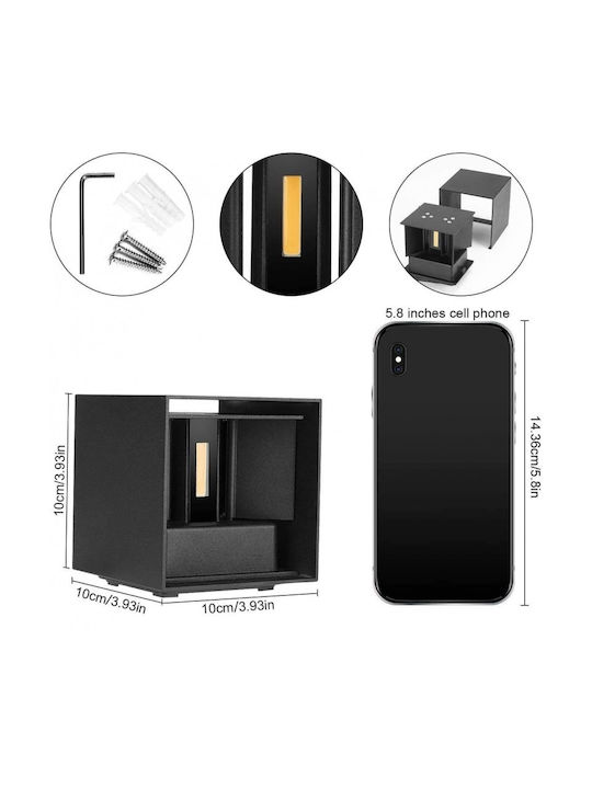 Lumină de exterior montată pe perete LED IP65 6W cu Alb Rece Lumină 10x10x10εκ.