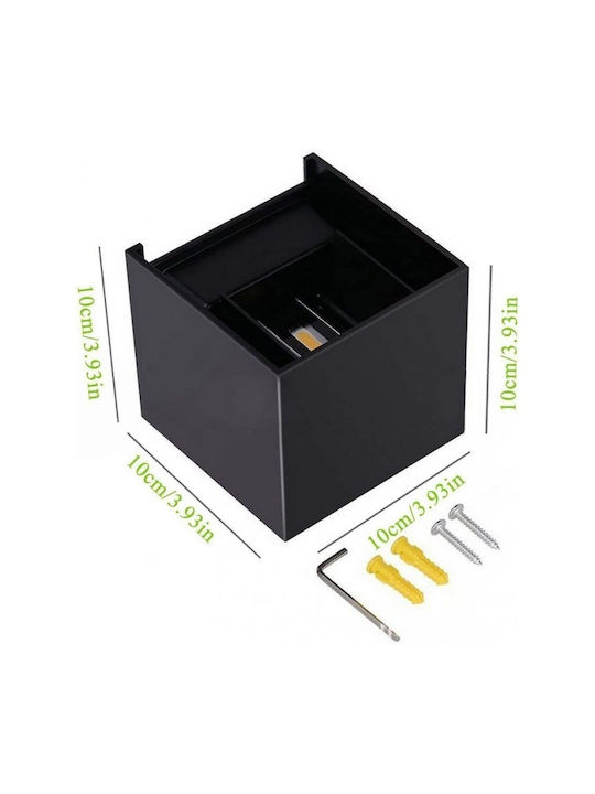 Lumină de exterior montată pe perete LED IP65 6W cu Alb Rece Lumină 10x10x10εκ.