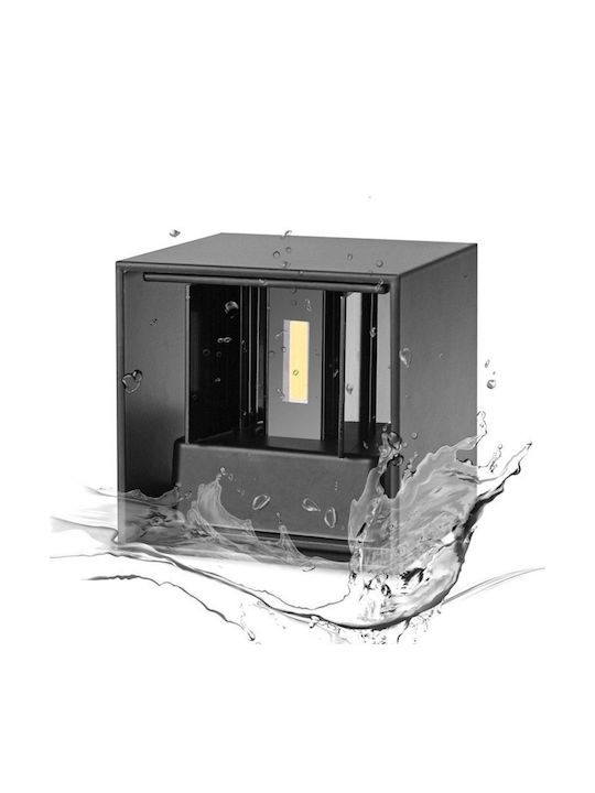 Lumină de exterior montată pe perete LED IP65 6W cu Alb Rece Lumină 10x10x10εκ.