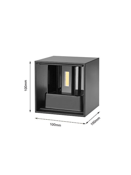 Lumină de exterior montată pe perete LED IP65 6W cu Alb Rece Lumină 10x10x10εκ.