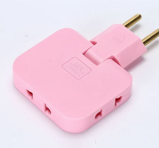 Πολύπριζο 2 Θέσεων με USB-A Ροζ