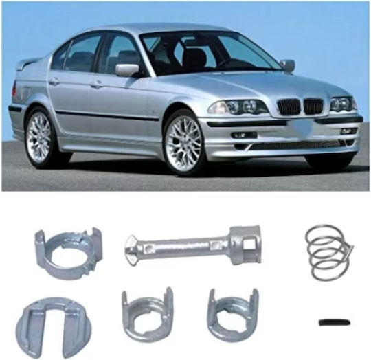 Kit Reparare Încuietoare Ușă Mașină Compatibil BMW Seria 3 E46 1998-2005 Stânga Dreapta Față 7 Bucăți Metal Argintiu Echivalent OE 51218244049