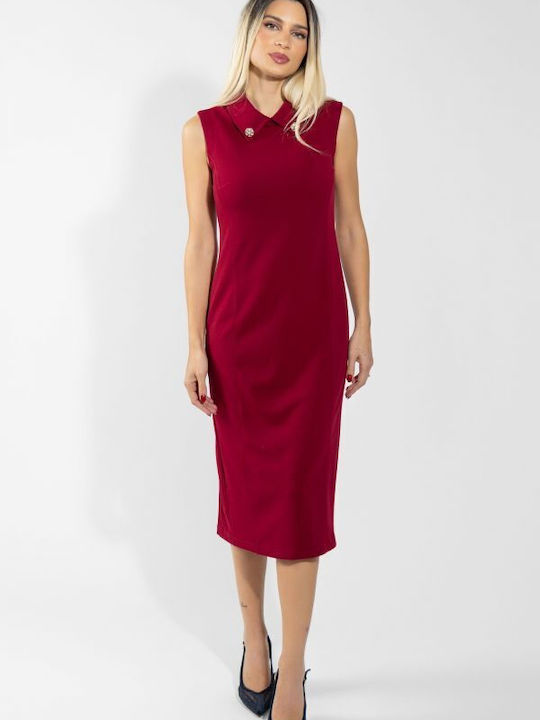 Sommer Midi Hemdkleid Ärmellos Burgundisches